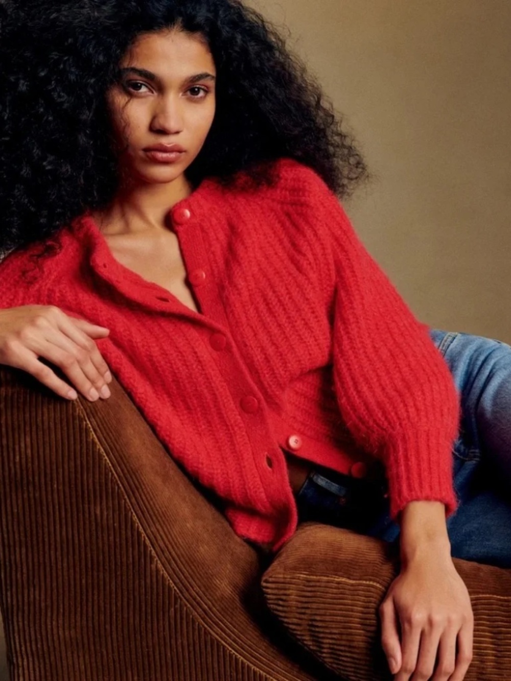 Sezane Emile Red Wool/Alpaca Cardigan Size XS